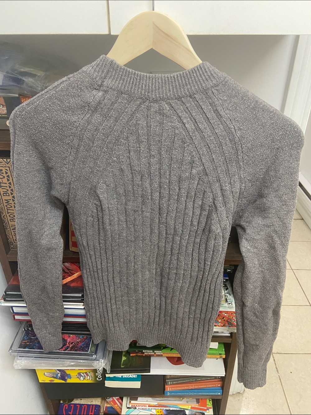 Gray Ribbed Knit Sweater - Picture 2 of 3